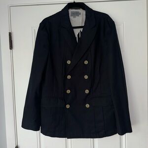 REISS‎ SIZE M MEN’s double breasted suit blazer navy cotton linen